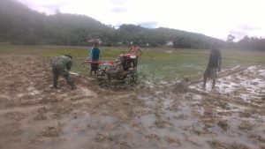 Ringankan Beban Petani, Kopda Zahrudin Bantu Bajak Sawah Petani