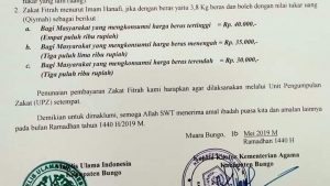 Pemkab Bungo Tetapkan Besaran Zakat Fitrah Idul Fitri 1440 H