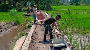 Babinsa Koramil 06/Muara Bungo Bantu Buat Jalan Usaha Tani
