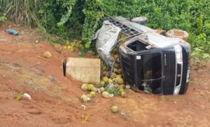 Ditabrak Truk dari Belakang Carry Pick Up Muatan Durian Masuk Jurang