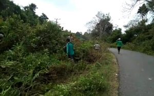Sambut HUT RI, Forkopimcam Ser Goro Bersihkan Bahu Jalan