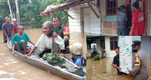 Kompak TNI-Polri Bantu Evakuasi Barang Milik Warga dan Nenek 84 Tahun