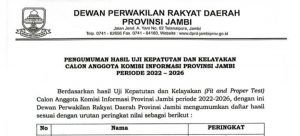 Ini daftar Nama Komisi Informasi DPRD Provinsi Jambi