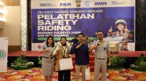 Jasa Raharja Hadir Bersama Ditlantas dam Pelatihan Safety Riding Pegawai Mekar Area Jambi 