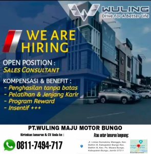 Pusing Cari Kerja, PT. Wuling Maju Motor Bungo Buka Lowongan