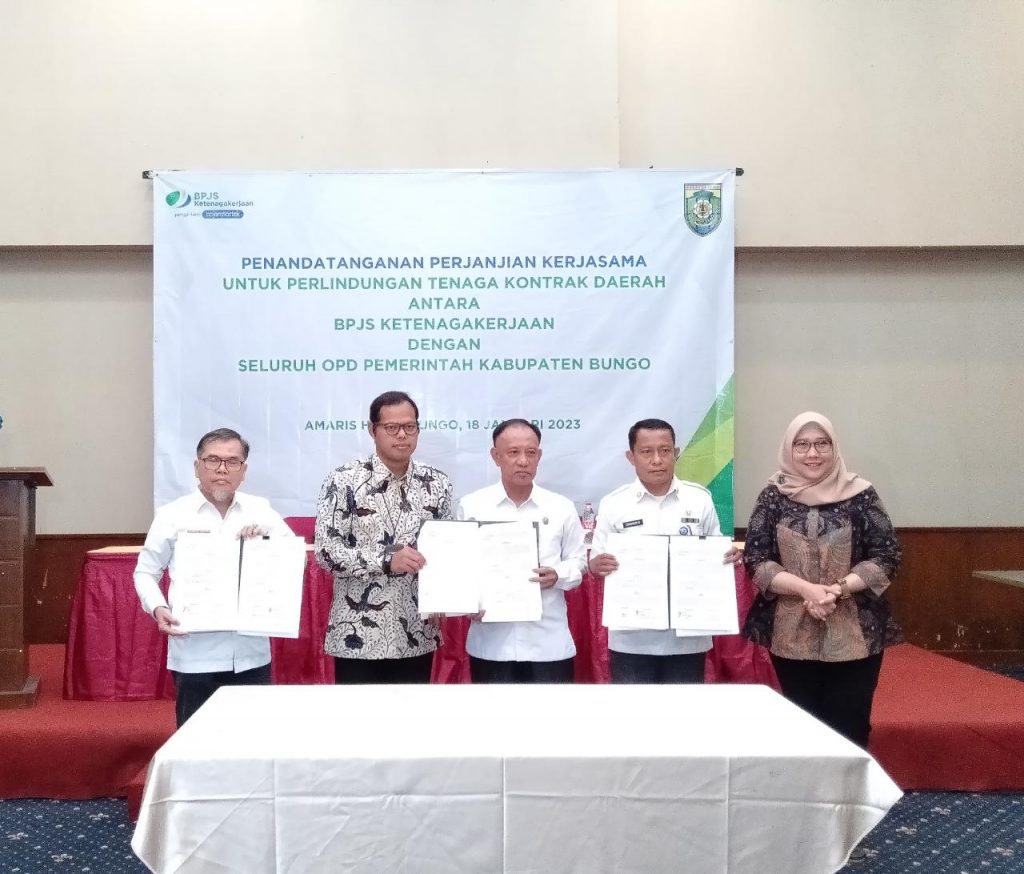 Lindungi Tenaga Kontrak Daerah, BPJS Ketenagakerjaan dan Pemkab Bungo Teken Kerjasama
