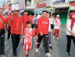 Babinsa Indra Ikuti Jalan Sehat di Makodim 0416/Bute, Momen HUT RI Ke 79
