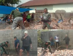 Rumah Warga Binaan Terbakar, Babinsa Koramil 06 Muara Bungo Bantu Pembangunannya