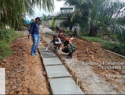 Cek Pengecoran Jalan, Babinsa Sertu Daryono Lakukan Komsos