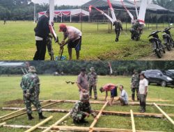 TNI dan Warga Gotong Royong Persiapan Lokasi Pembukaan TMMD di Tebo Ulu