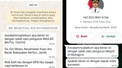 Waspada Penipuan! Oknum Mengaku Bupati dan Wakil Bupati Kerinci Hubungi Warga via WhatsApp