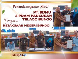 Disaksikan Bupati, PDAM Pancuran Telago dan PT BDMU Teken Mou Bersama Kejari Bungo