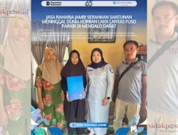 Jasa Raharja Jambi Serahkan Santunan Meninggal Dunia Korban Laka Lantas Fuso Parkir di Mendalo Darat