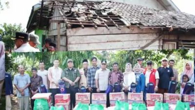 Wabup Tebo Serahkan Bantuan, Korban  Angin Puting Beliung di Rimbo Bujang