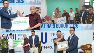 Peringati May Day 2026, BPJS Ketenagakerjaan Muara Bungo Bagi Sembako dan Santunan