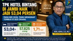 TPK Hotel Bintang di Jambi Naik Jadi 53,04 Persen pada Mei 2026, Tamu Menginap Tembus 57.825 Orang