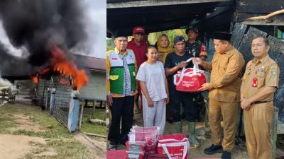 Didampingi Kadis Sosial dan Baznas, Wabup Bungo Sambangi Korban Kebakaran di Dusun Pelayang serta Serahkan Bantuan