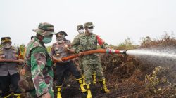 Gubernur Jambi, Danrem 042/Gapu, dab Wakapolda Jambi Tinjau Lokasi Karhutla dan Tambah Personel Satgas di Desa Labuhan Pring.