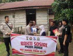 HUT ke-75 Humas Polri, Polres Bungo Datangi Rumah Warga Kurang Mampu